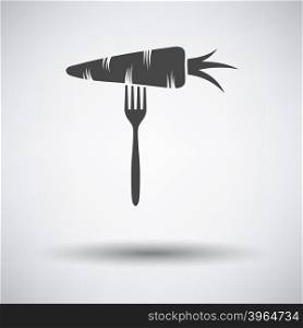 Diet carrot on fork icon on gray background with round shadow. Vector illustration.