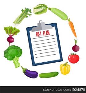 Diet plan schedule. Healthy food and Diet planning, Vector illustration in flat style. Diet plan schedule.