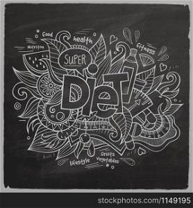 Diet Vector hand lettering and doodles elements chalkboard background