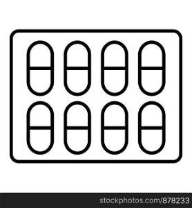 Dietary pills pack icon. Outline dietary pills pack vector icon for web design isolated on white background. Dietary pills pack icon, outline style