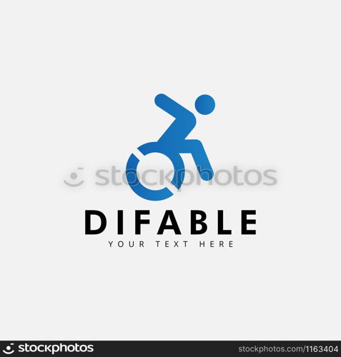 Difable different ability logo design template isolated