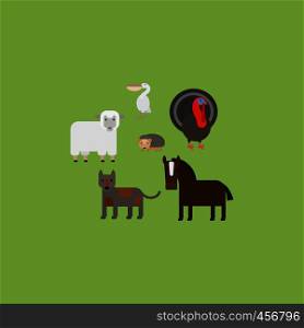 Different animals flat design icons set. Vector illustration. Different animals flat design icons set