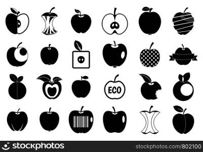 Different apple icon set. Simple set of different apple vector icons for web design isolated on white background. Different apple icon set, simple style