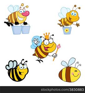 Different Bee Cartoon Mascot Characters-Collection