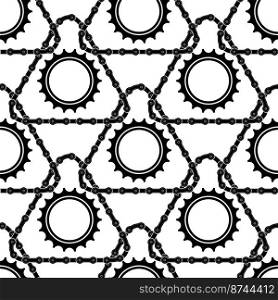 Different Bicycle Chain Frames Seamless Pattern Isolated on White Background.. Different Bicycle Chain Frames Seamless Pattern Isolated on White Background
