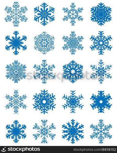 different blue snowflakes
