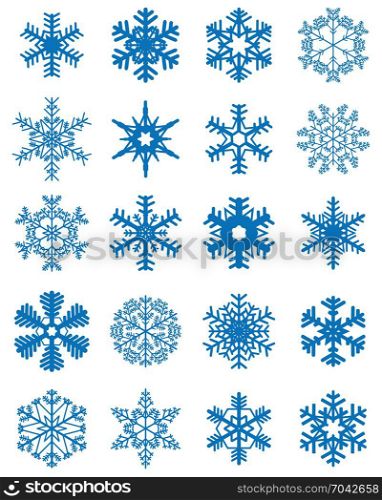 different blue snowflakes