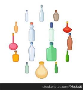 Different bottles icons set. Cartoon illustration of 16 different bottles vector icons for web. Different bottles icons set, cartoon style