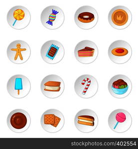 Different candy icons set. Cartoon illustration of 16 different candy vector icons for web. Different candy icons set