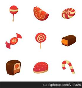 Different candy icons set. Cartoon set of 9 different candy vector icons for web isolated on white background. Different candy icons set, cartoon style