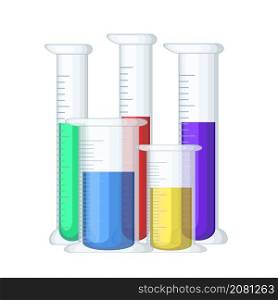 different chemical medical test tubes with color liquid