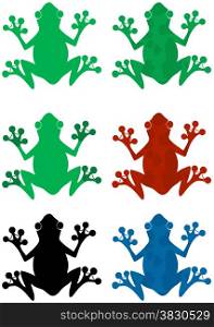 Different Color Frog Silhouettes. Collection