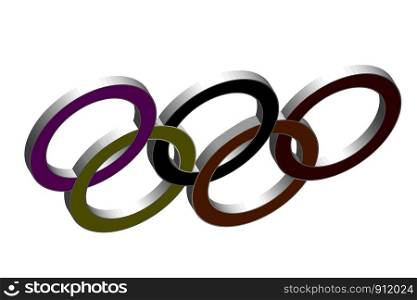Different color olympic rings 3D. Olympic games concept. Vector illustration. EPS 10,. Different color olympic rings 3D. Olympic games concept. Vector illustration.