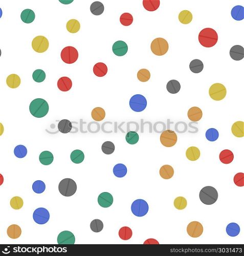 Different Colorful Pills . Seamless Medical Pattern. Different Colorful Pills Isolated on White Background. Seamless Medical Pattern. Different Colorful Pills . Seamless Medical Pattern