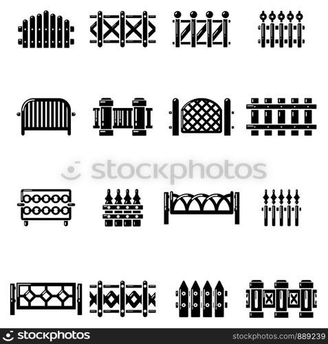 Different fencing icons set. Simple illustration of 16 different fencing vector icons for web. Different fencing icons set, simple style