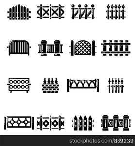 Different fencing icons set. Simple illustration of 16 different fencing vector icons for web. Different fencing icons set, simple style