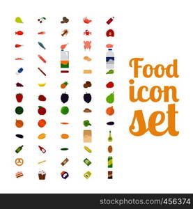 Different food isolated icon set. Vector illustration. Different food isolated icon set