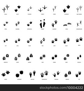 different footprint traces. footprint step traces animals. Vector illustration. EPS 10.. different footprint traces. footprint step traces animals. Vector illustration.