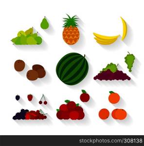 Different fruit in flat style. Fruits vector icons. Different fruit flat icons
