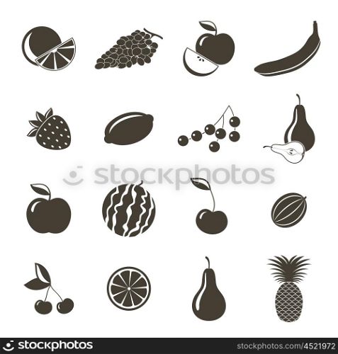 Different fruits icons on a white background. Vector illustration