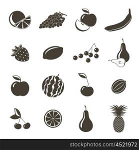 Different fruits icons on a white background. Vector illustration