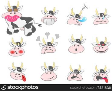 different funny cow face for web design