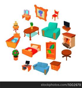 Different furniture icons set. Cartoon illustration of 16 different furniture vector icons for web. Different furniture icons set, cartoon style