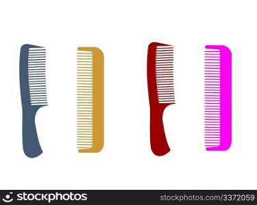 Different hairbrushes are isolated on white background. Vector