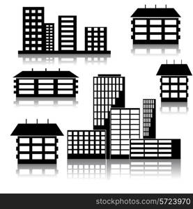 different kind of houses and buildings - Vector Illustration