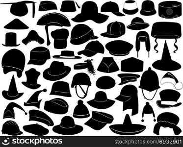 Different kinds of hats isolated on white