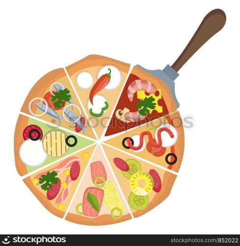 Different kinds of pizza illustration vector on white background
