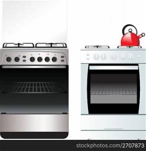 different Kitchen Stove isolated on white