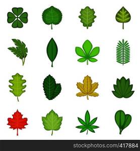 Different leafs icons set. Cartoon illustration of 16 different leafsvector icons for web. Different leafs icons set, cartoon style