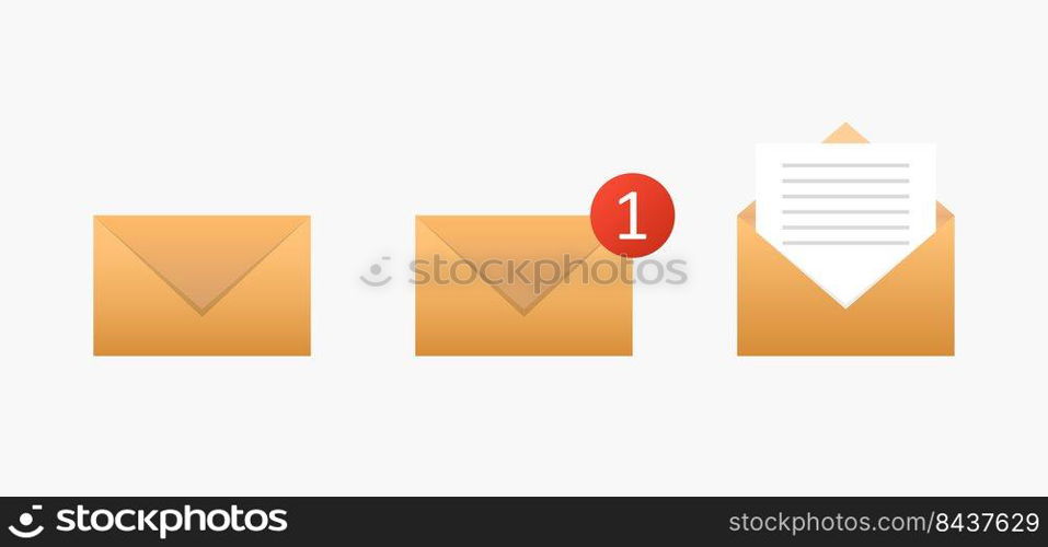Different message envelopes. Vector illustration. stock image. EPS 10.. Different message envelopes. Vector illustration. stock image. E