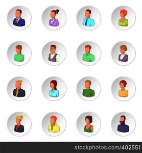 Different people icons set. Cartoon illustration of 16 different people vector icons for web. Different people icons set