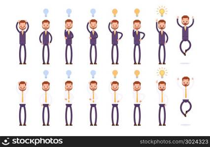 different search options and find ideas. businessman. cartoon character set.