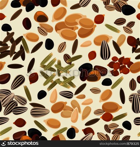 Different seeds colorful pattern with white background. Vector illustration. Different seeds colorful pattern