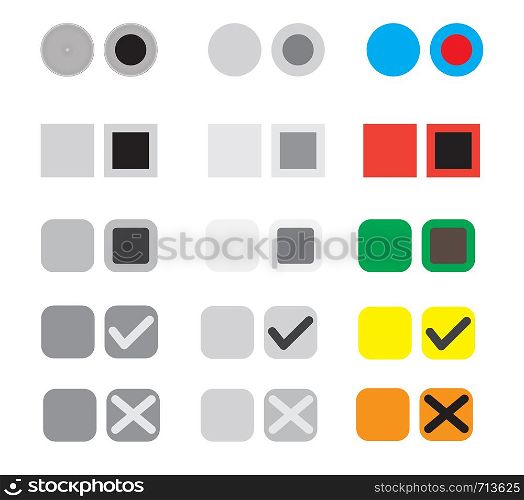 different selection buttons set. selection graphic buttons on white background. election buttons sign.