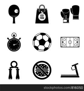 Different sport icons set. Simple set of 9 different sport vector icons for web isolated on white background. Different sport icons set, simple style