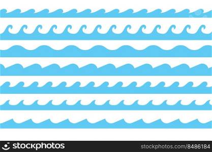 different styles sea waves pattern borders
