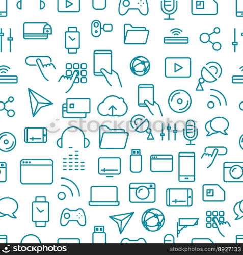 Different tech icons seamless pattern vector image