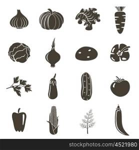 Different vegetable icons on a white background. Vector illustration