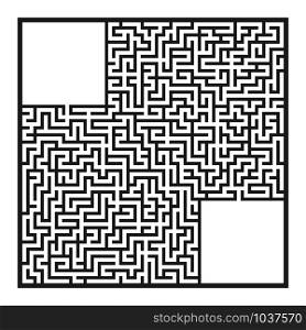Difficult large square maze. Game for kids and adults. Puzzle for children. Labyrinth conundrum. Flat vector illustration isolated on white background. Difficult large square maze. Game for kids and adults. Puzzle for children. Labyrinth conundrum. Flat vector illustration isolated on white background.