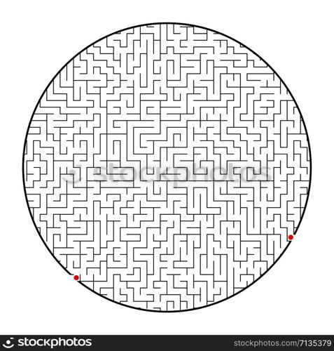 Difficult round labyrinth. Game for kids and adults. Puzzle for children. Labyrinth conundrum. Flat vector illustration isolated on white background. Difficult round labyrinth. Game for kids and adults. Puzzle for children. Labyrinth conundrum. Flat vector illustration isolated on white background.