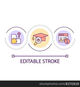 Difficulties with performance management loop concept icon. Student progress monitoring issue abstract idea thin line illustration. Isolated outline drawing. Editable stroke. Arial font used. Difficulties with performance management loop concept icon