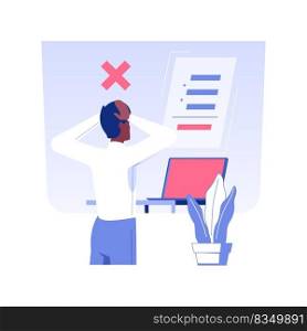 Difficulty with taxes isolated concept vector illustration. Confused accountant manager has problems when calculating taxes, corporate business, banking data, financial report vector concept.. Difficulty with taxes isolated concept vector illustration.