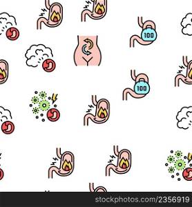Digestion Disease And Treatment Icons Set Vector. Digestion System And Gastrointestinal Tract, Examining And Consultation, Heartburn And Gassing Black Contour Illustrations. Digestion Disease And Treatment Icons Set Vector