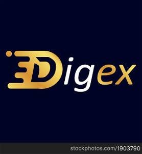 Digex token symbol cryptocurrency logo, coin icon isolated on white background. Vector illustration.