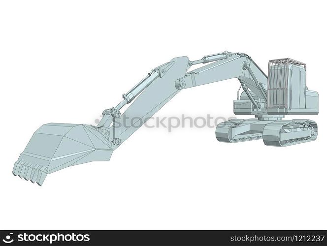 Digger abstract machinery isolated on white background