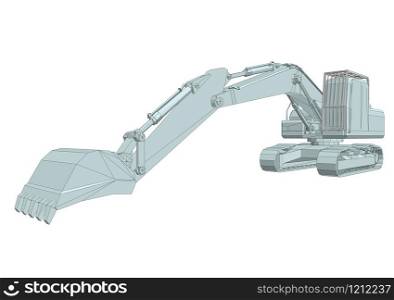 Digger abstract machinery isolated on white background